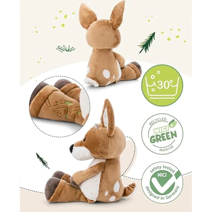 Nici Forest Friends, Rehbock René Roebuck, 35 cm, schlenkernd, aus recyceltem Material, braun und weiß – Bild 3