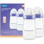 Lansinoh Anti-Kolik-Babyflasche, 2 Stück, 240 ml, NaturalWave® Sauger zur Reduzierung von Brustwarzenverwirrung, BPA- und BPS-frei, mit stapelbarem Deckel für Kühlschrank und Gefrierschrank