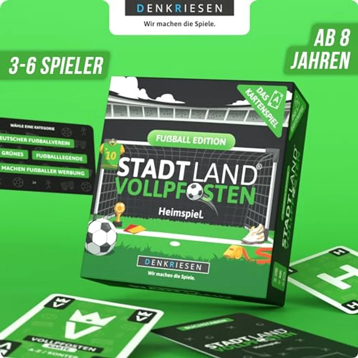 DENKRIESEN Stadt Land Vollpfosten® Das Kartenspiel – Fußball Edition | 200 Kategorien, 120 Spielkarten | Ab 8 Jahren | 3-6 Spieler | Familienspiel – Bild 2
