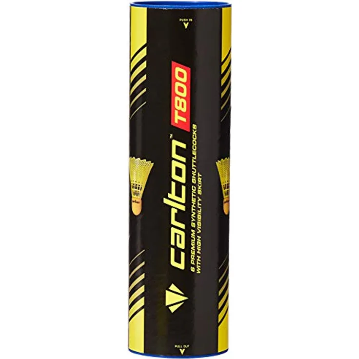 Carlton Badmintonball Tournament T800 Gelb – Blau, mittelschnell (77 Grains), für Junioren und Vereinsspieler (1x6er Dose)