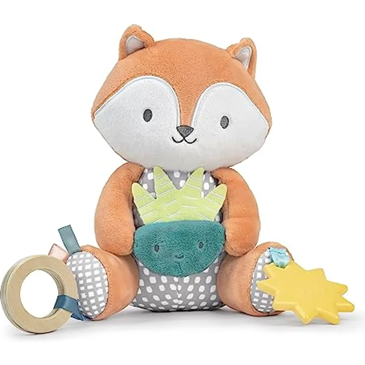 Ingenuity Calm Springs Kitt der Fuchs, Plüsch Spielgefährte mit BPA-freiem Sonnenbeißring und verschiedenen Stofftexturen, geeignet für 0-36 Monate