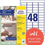 AVERY Zweckform L4736REV-10 Universal Etiketten (480 Klebeetiketten, 45,7x21,2 mm auf A4, wieder rückstandsfrei ablösbar / abziehbar, individuell bedruckbare, selbstklebende Aufkleber) 10 Blatt, weiß