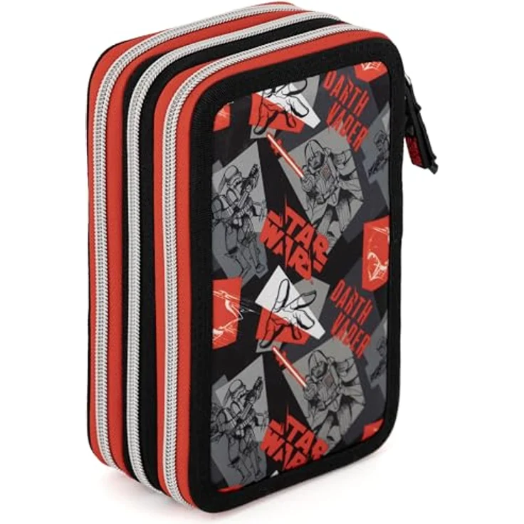 Clondo 3-Fach Federmäppchen für Jungen, gefüllt mit 46 Teilen – inkl. radierbarer Gelstifte, Filz- und Buntstifte, ideal für Schule & Geschenke, Star Wars Design – Bild 5