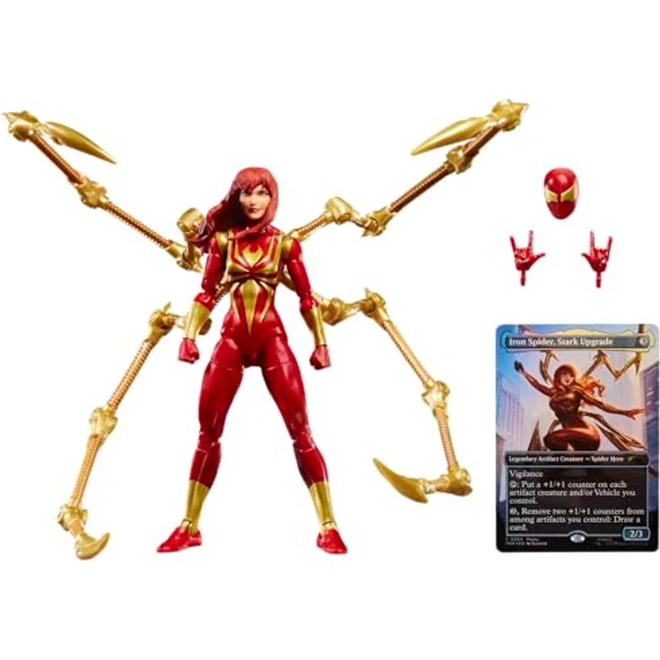 Spiderman Magic: The Gathering Mary Jane Watson (Iron Spider) Sammelfigur, 15 cm mit 7 Accessoires und Foilkarte – Bild 1