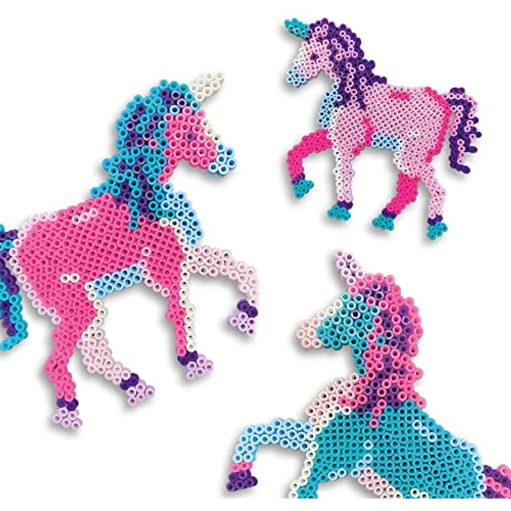 SES Creative 06406 Beedz - Bügelperlenset Einhorn, Einhorn-Stiftplatte, 1800 Bügelperlen-Mix, aus recyceltem Kunststoff – Bild 2