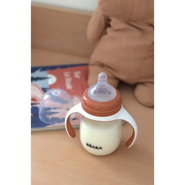 Beaba Lerntasse 2in1, Babyflasche mit 210ml Fassungsvermögen, terrakotta, spülmaschinen- und mikrowellentauglich – Bild 8