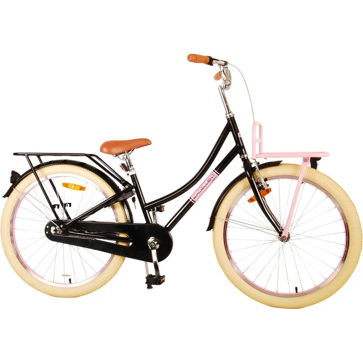 Volare Kinderfahrrad Excellent für Mädchen 24 Zoll Schwarz, mit STVO-geprüfter Beleuchtung und höhenverstellbarem Sattel