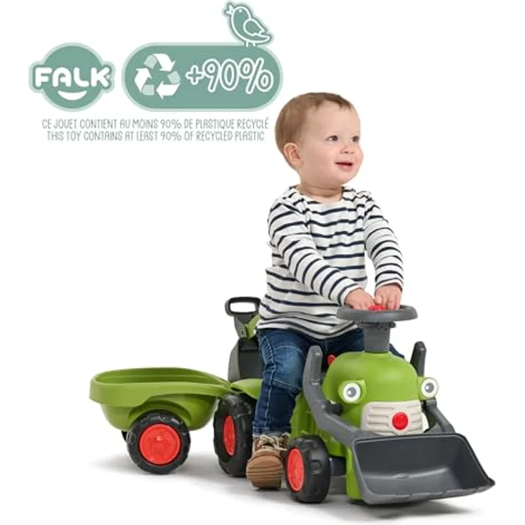 Falk Claas Kindertraktor mit Frontbagger, Rutschauto aus 90% recyceltem Kunststoff, geeignet ab 12 Monaten, Outdoor Spielzeug für Jungen & Mädchen – Bild 2