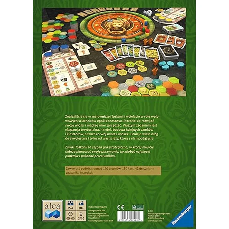 Ravensburger Spielverlag Alea - Gra strategiczna Zamki Toskanii 275281, Brettspiel für 2-4 Spieler, strategisches Spiel im 15. Jahrhundert mit 170 Spielsteinen und 150 Karten, ab 10 Jahren – Bild 4