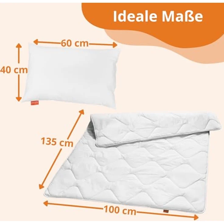 sleepling Kinderbettdecke 100x135 cm und Kinderkopfkissen 40x60 cm, leichtes Sommerbettenset, allergikerfreundlich, Oeko-TEX, Made in EU – Bild 3