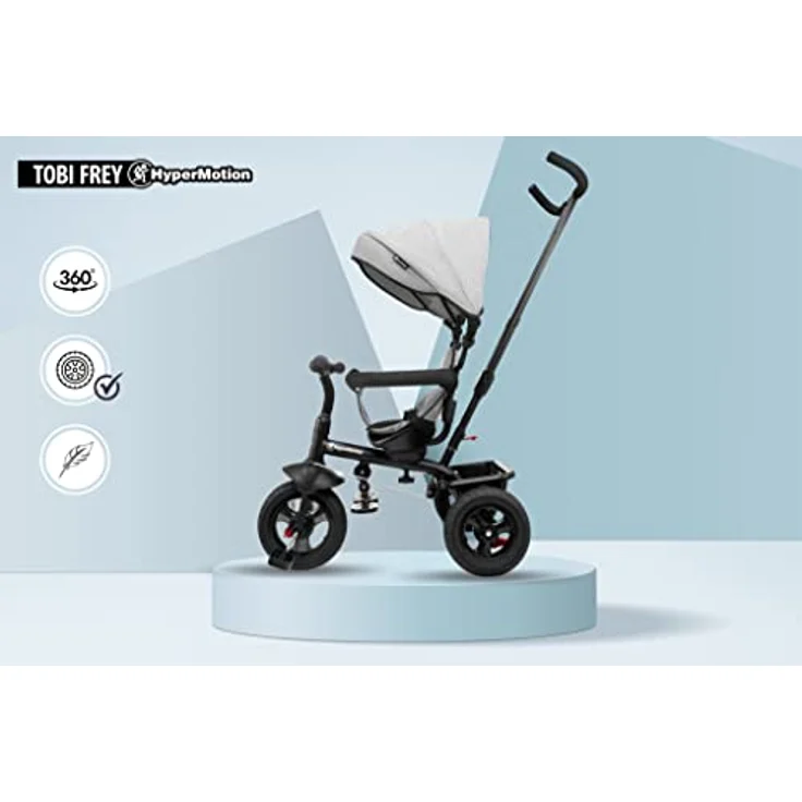 HyperMotion Kinderdreirad von 1 Jahr bis 20 kg, graues Dreirad mit Schiebelenker für Eltern, 1-4 Jahre – Bild 5