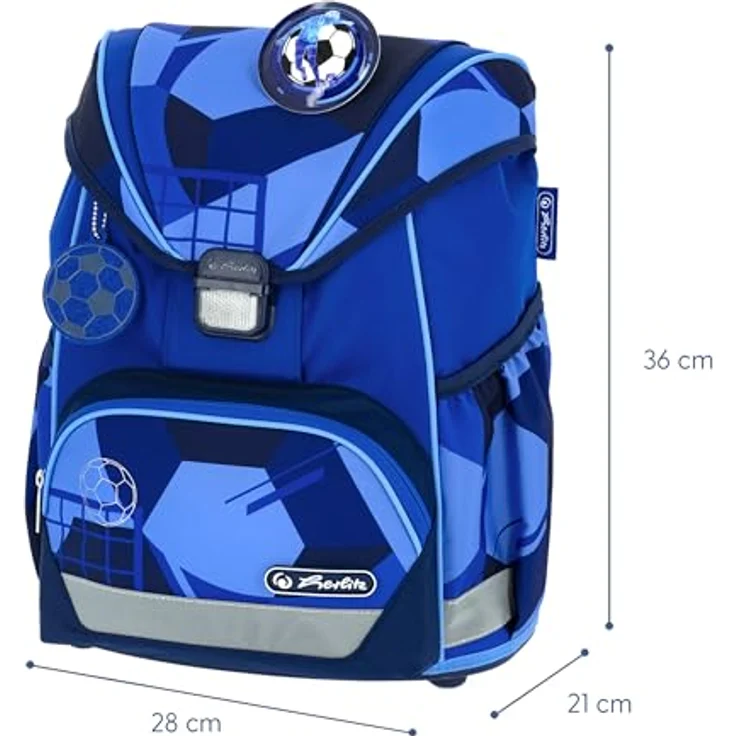 Herlitz Schulranzen Set 6-teilig Blue Goal, Ergonomische ultraleichte Schultasche für 1. Klasse, 16 L, wasserabweisend, mit Reflexmaterialien und praktischen Zubehörteilen – Bild 3