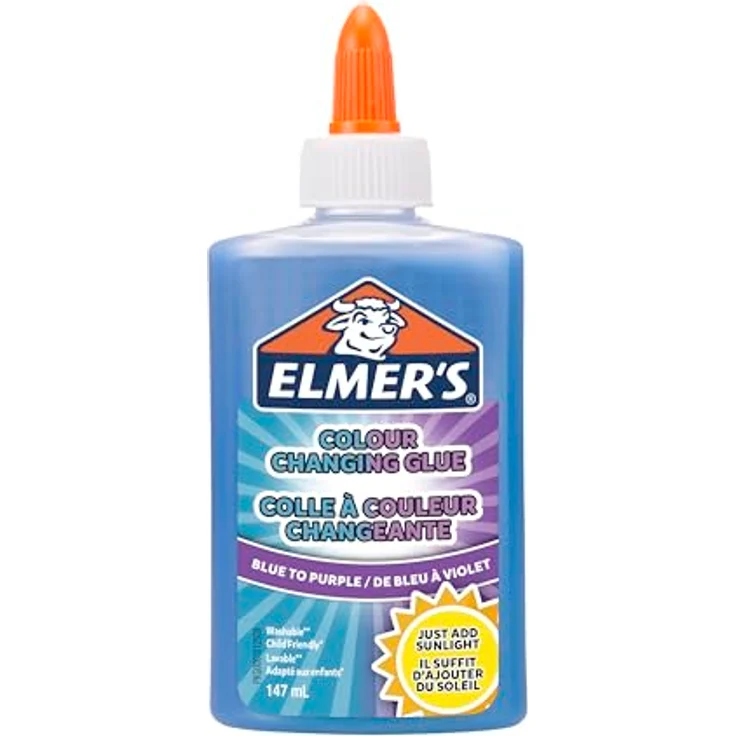 Elmer’s Colour Changing Slime Set, 4-teiliges Kit mit farbwechselndem Kleber blau/lila und gelb/rot, inklusive UV-aktivierter Schleim-Aktivator-Lösung – Bild 4
