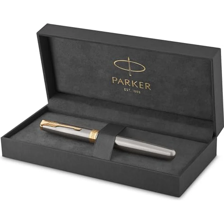 Parker Pen Sonnet, Schreibstift in Gold und Silber, elegantes Design mit Ciselé-Muster – Bild 1