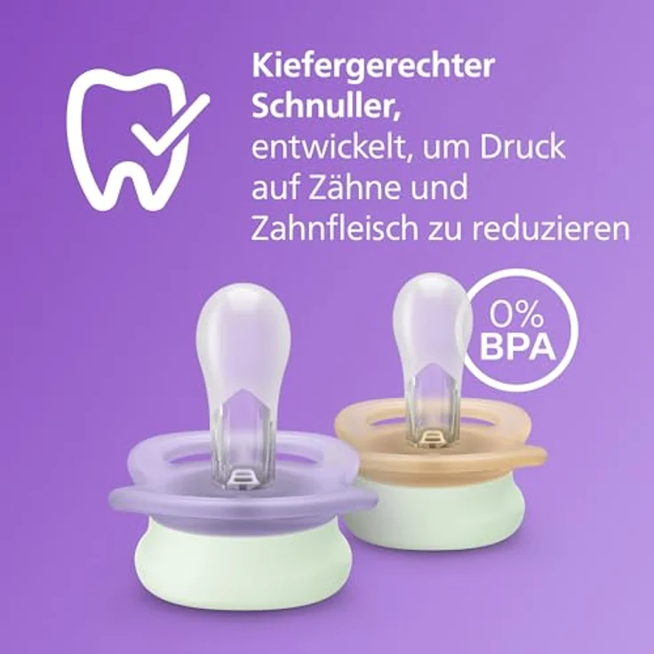 Philips Avent Ultrastart Night SCF075/07, Schnuller für Mädchen im Nacht-Set, 0-2 Monate, 2 Stück, mit leuchtendem Schnullerring und silikonierter, gaumenfreundlicher Form – Bild 4