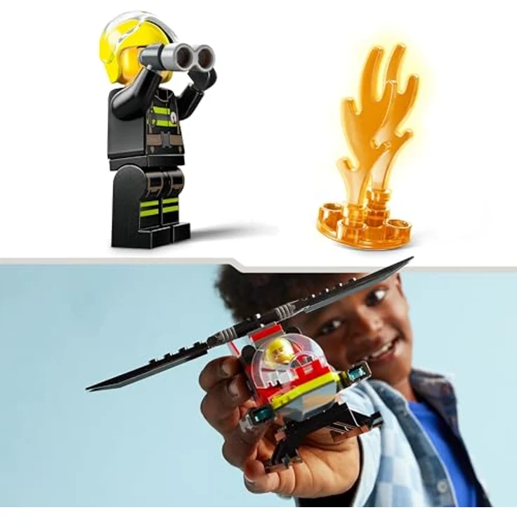LEGO City Feuerwehrhubschrauber, Set mit Hubschrauber-Spielzeug und Pilot-Figur, Fantasievolles Spielerlebnis, Geschenk für Kinder ab 5 Jahren 60411 – Bild 4