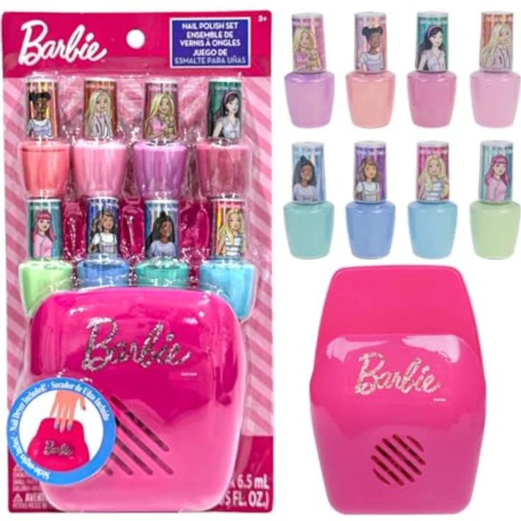 Townley Girl Barbie Nagellack Set mit Nageltrockner, ungiftig, 8 Farben, für Mädchen ab 3 Jahren – Bild 1