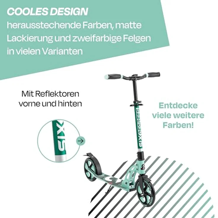 SIX DEGREES Aluminium Scooter 205 mm, Klappmechanismus, höhenverstellbar, Testsieger GS-geprüft, max. Benutzergewicht 100 kg – Bild 4