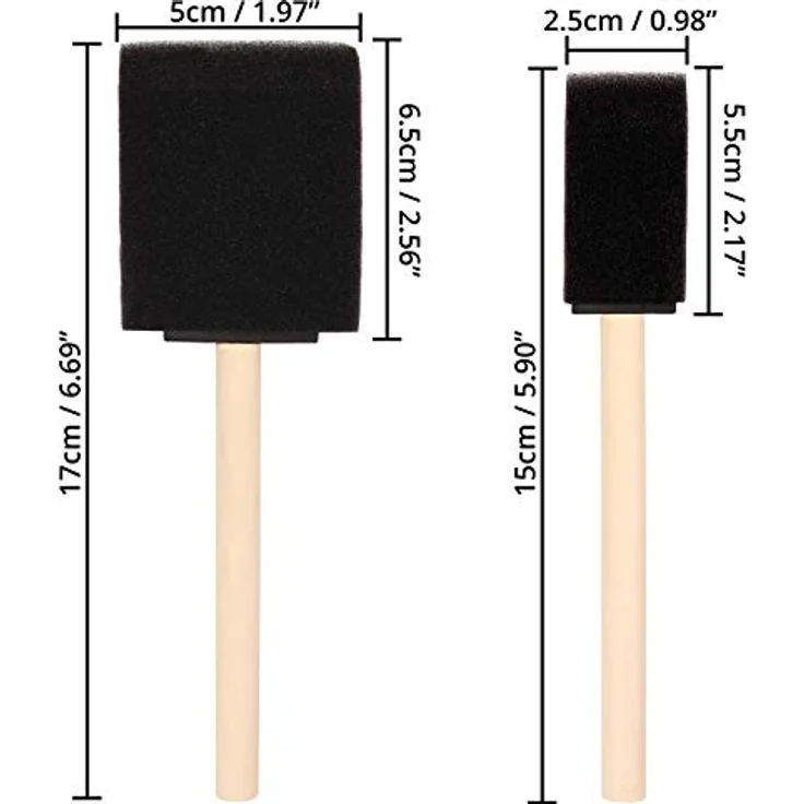 Kurtzy Schaumstoff Stupfpinsel Set, 20er Pack in zwei Größen mit Holzgriffen, abgerundete Pinselköpfe für präzises Malen mit Acryl, Öl und Aquarellen – Bild 2