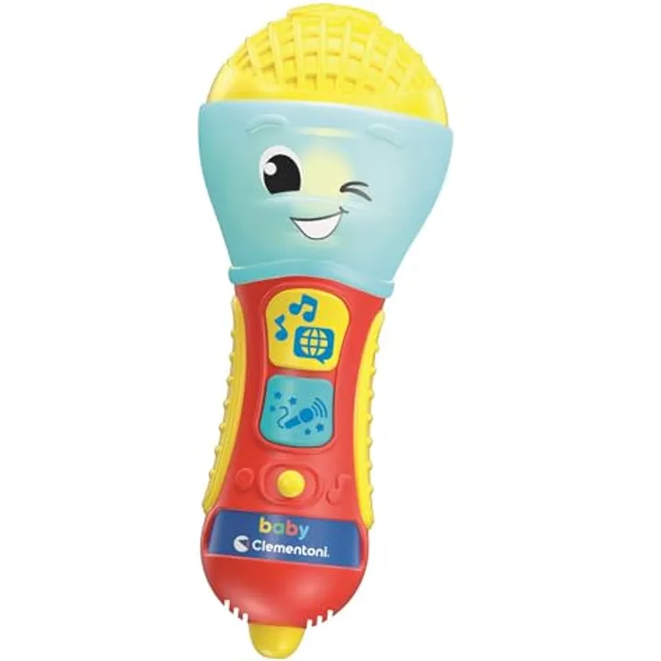 Clementoni 17522-NEW Mikrofon mit LED-Licht, 2 farbigen Tasten und Sprachverstärkung für Kinder
