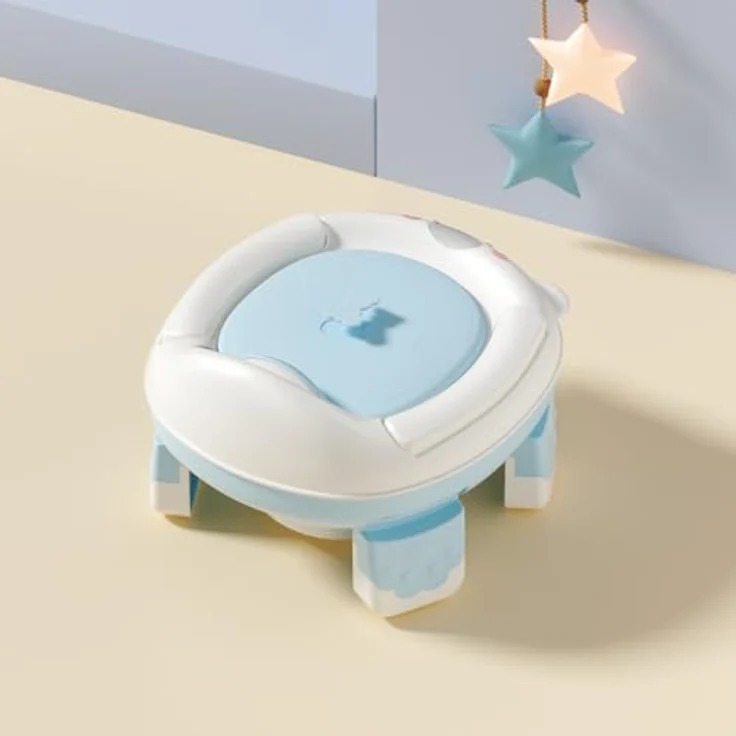 P & K Tragbarer Töpfchensitz für Kinder – Faltbare Reise-Toilette, leicht & kompakt, 2-in-1-Funktion, einfach zu reinigen, blau-weiß – Bild 4