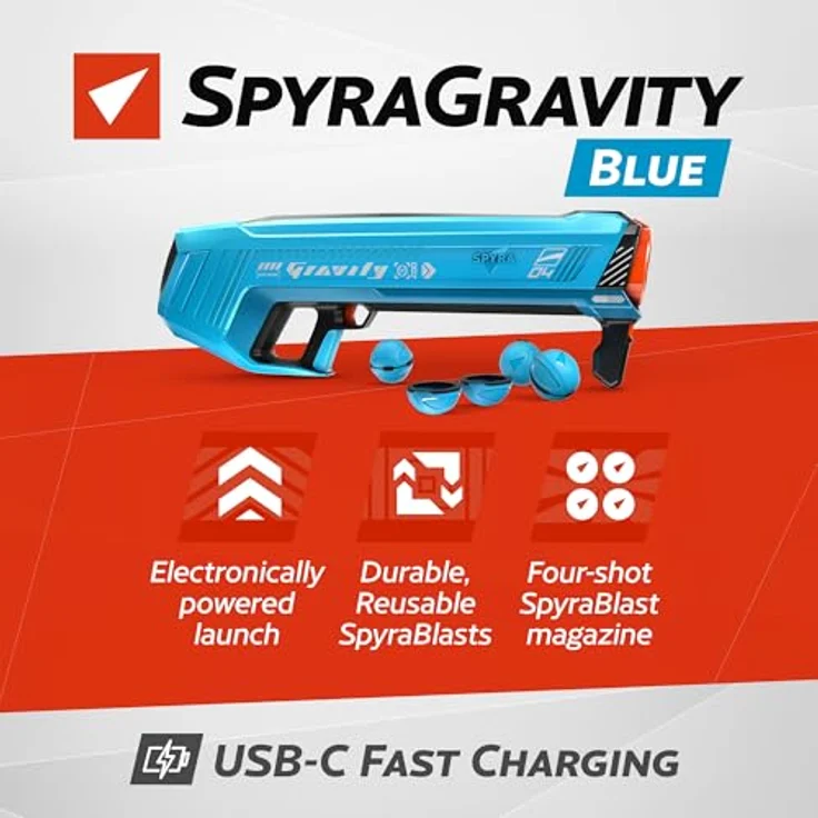 SPYRA SpyraGravity, Blaster mit 4 wiederverwendbaren Wasserbomben, blau – Bild 2
