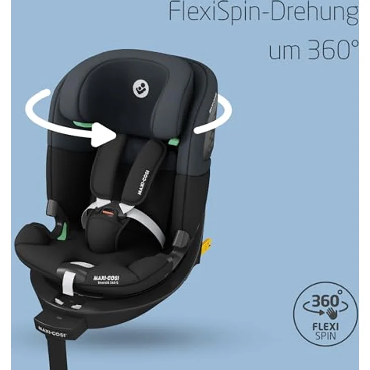 Maxi-Cosi Autokindersitz Emerald S i-Size - Tonal Black, Reboarder Kinder Autositz bis 36 kg, ab Geburt-12 Jahre & Isofix-Base – Bild 4