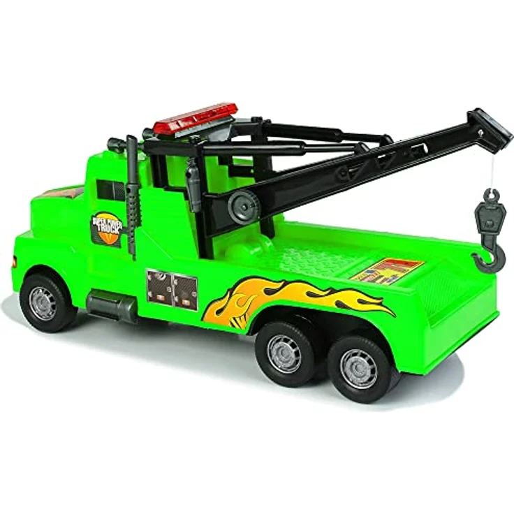 Lean Toys Roadside Assistance Traktor 1:10, Pannenhilfe-Spielzeug mit Kran und Abschleppseil, grün – Bild 4