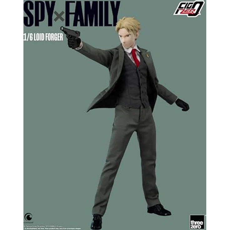 threezero Spy x Family FigZero Loid Forger Actionfigur, 1:6 Maßstab mit 32 Gelenkpunkten und maßgeschneidertem Outfit, Zubehör inklusive Pistole und austauschbaren Frontplatten – Bild 3