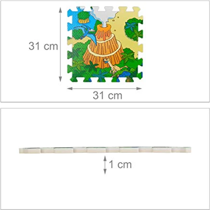 Relaxdays Puzzlematte Dinosaurier, 9-teilige Puzzlematte für Kinder, EVA Schaumstoff, 90 x 90 cm, bunt – Bild 4