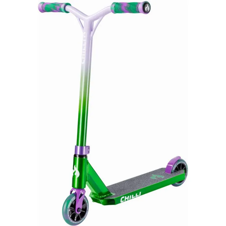 Chilli Pro Scooter Jumpstart - S - Stuntscooter für Einsteiger, 70 cm Höhe, 3.2 kg, zweifarbige T-Bar, 110 mm PU-Räder