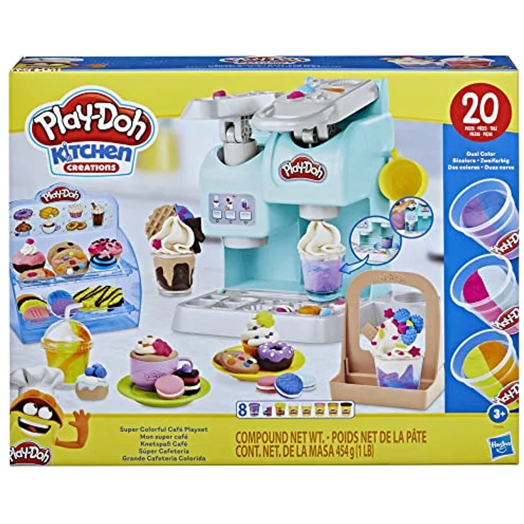 Play-Doh Kitchen Creations Knetspaß Café, Café-Spielset mit 20 Accessoires und 8 Dosen zweifarbige Knete – Bild 4