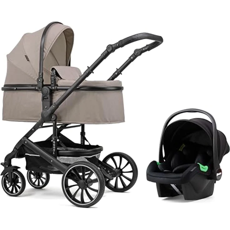 Pixini Kinderwagen Kalani 3in1 Kombikinderwagen, inkl. Babywanne & Buggy & Auto-Babyschale (taupe) – Bild 1