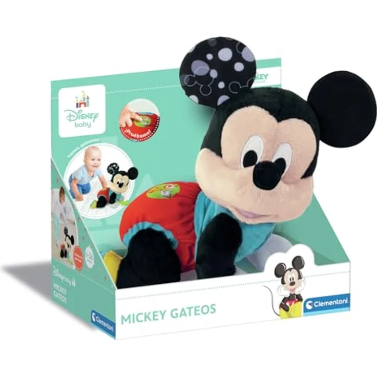 Clementoni Baby Mickey Gateos, Interaktives Plüschtier für Babys, lehrt Zahlen und Tiergeräusche, ab 6 Monaten, hergestellt in Italien – Bild 1