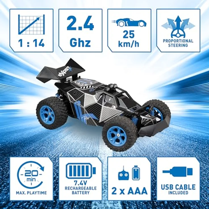Silverlit Rocket One, 2.4 GHz, ferngesteuertes Auto mit 25 km/h Höchstgeschwindigkeit, digitaler Proportionalsteuerung und Vollfederung – Bild 4