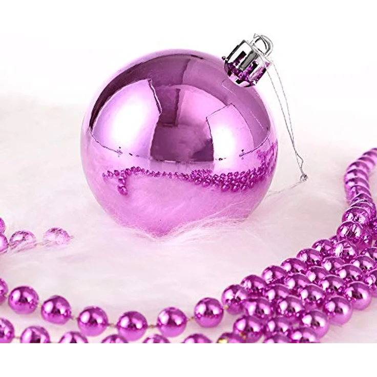 DEUBA® Weihnachtskugeln 54tlg Ø 6cm Kunststoff matt glänzend Christbaumkugeln Christbaumschmuck Anhänger Weihnachtsbaumkugeln Weihnachtsdeko Rosa - Preisvergleich – Bild 4