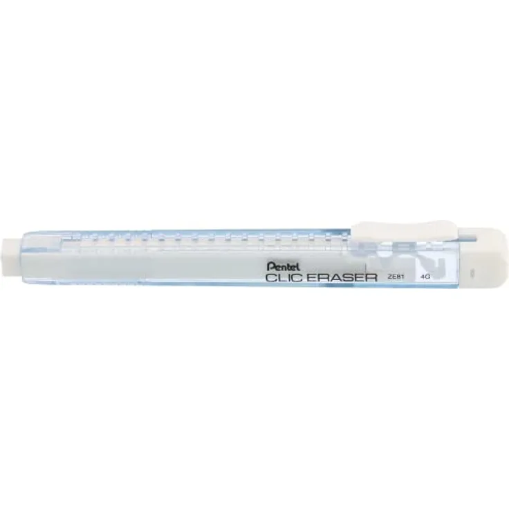 Pentel Clic Eraser ZE81 Radierer, rechteckig, nachfüllbar, Gehäuse in Himmelblau, transparent, 12 Stück