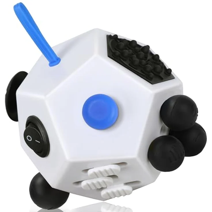 Fidget Toy Cube Weiß 12 Seiten - Anti Stress ADHS Würfel Klein Spielzeug Anxiety Artsylabs Cube Toy Original für Erwachsene,Kinder - ADD,ASD,ADHD - Schule,Büro,Reisen - by VCOSTORE – Bild 2