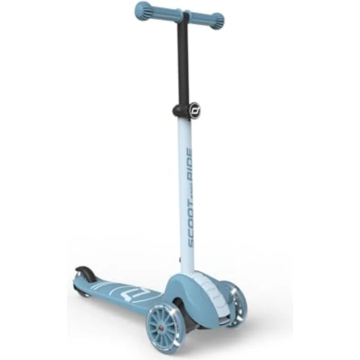 Scoot & Ride Highwaykick 3S Kinderroller, höhenverstellbar mit 2-fach Lenkung, LED-Rädern, zusammenklappbar, für Kinder 96-130 cm (Steel) – Bild 3