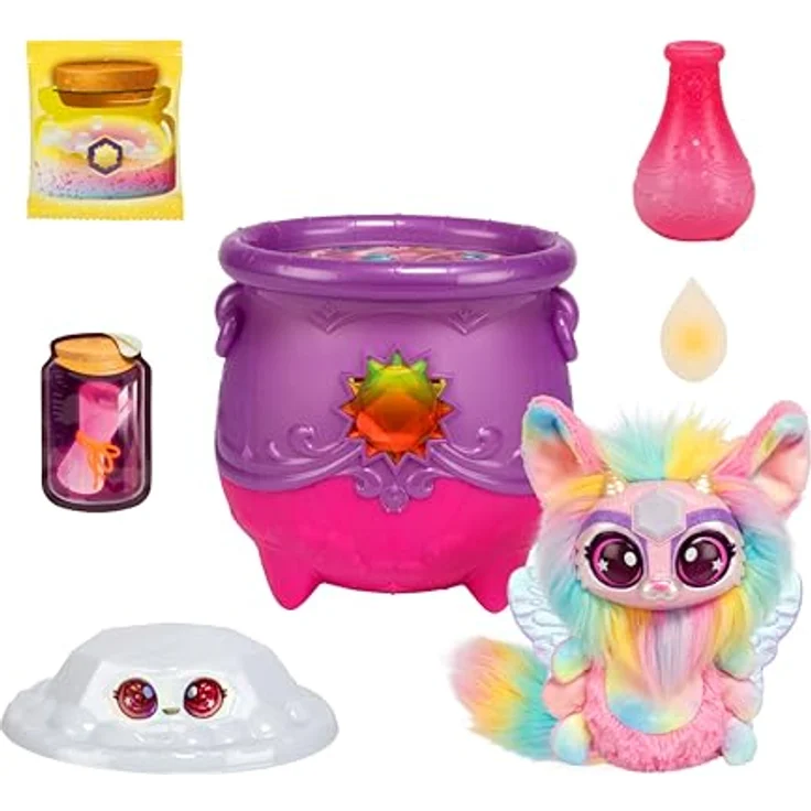 Moose Magic Mixies S4, Magical Cauldron Sun, Zauberkessel mit leuchtenden Schimmereffekten und plüschigem Mixie-Freund, assortiert – Bild 5