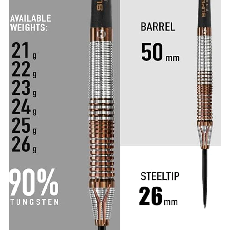 Harrows Toro 90% Steeldarts, 23 Gramm mit Schwarz/Gold Intermediate Supergrip Carbon Shafts und neuen Harrows Toro Flights – Bild 3