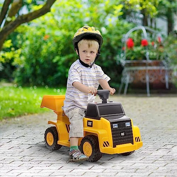 HOMCOM Elektro Kindertraktor, Spielfahrzeug mit kippbarer Ladefläche, Hupe, Aufsitztraktor, max. 3 km/h, für Kinder 1,5 bis 3 Jahre, Gelb – Bild 2