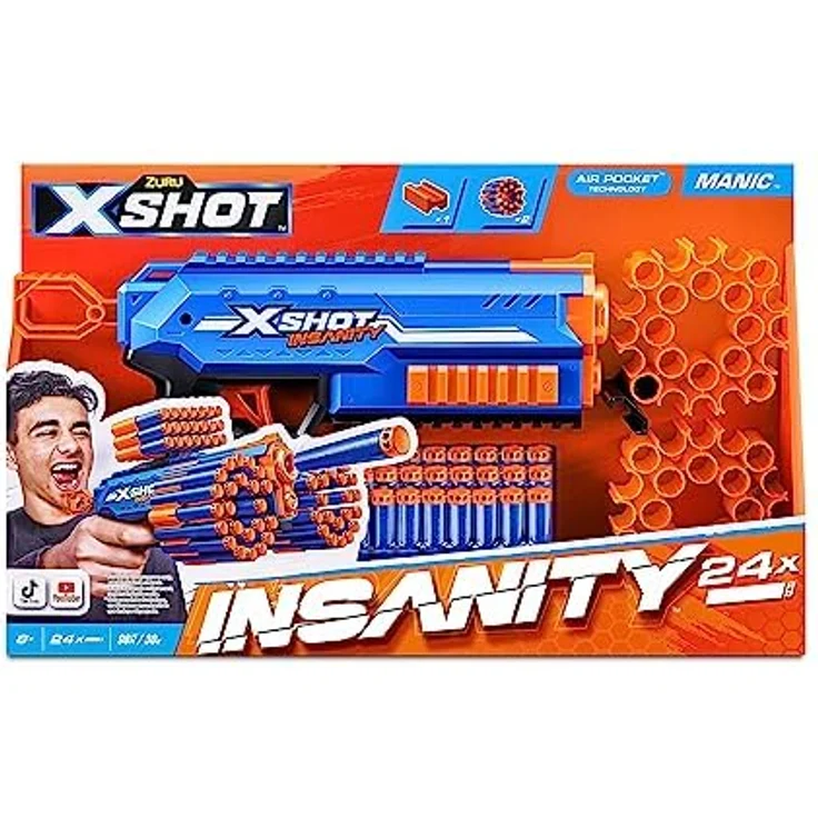 ZURU XShot Insanity Blaster Manic, Blaster mit 46 Darts Kapazität, schwarz – Bild 5