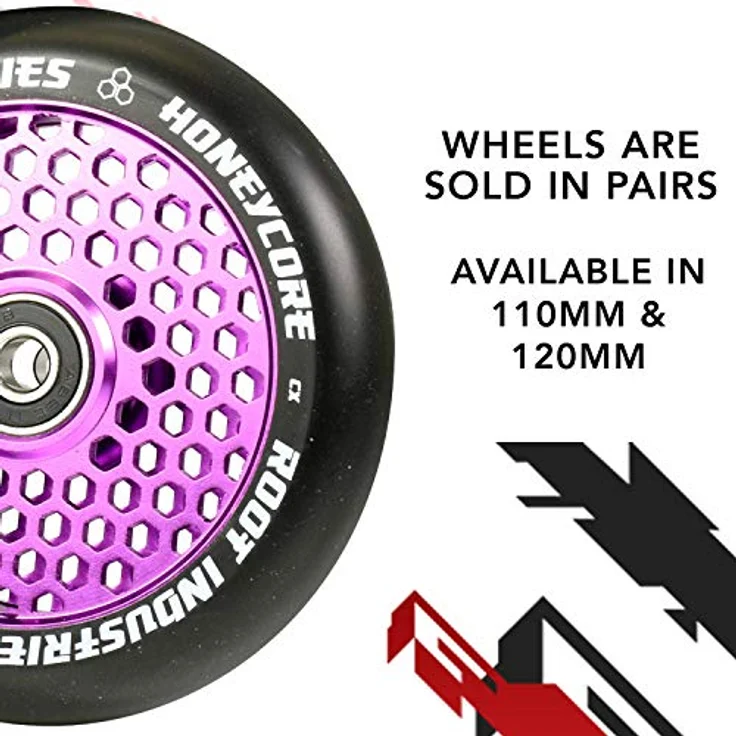 Root Industries Stuntscooter 2x Root Industries Honeycore Stunt-Scooter Rolle 110mm Lila/PU Schwarz – Bild 2