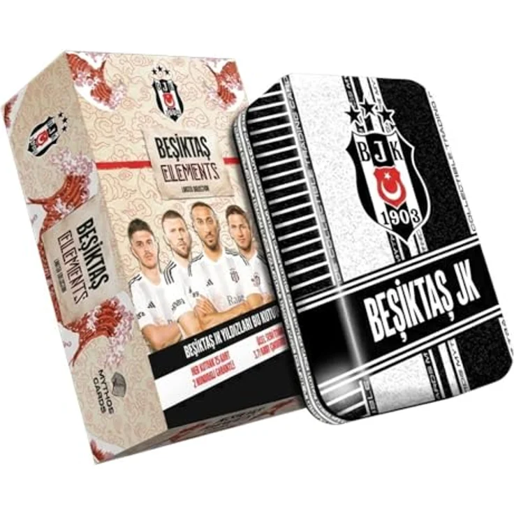 Jungengel Beşiktaş Sammelkarten 2023/24 Mythos Cards, 25 Karten in robuster Metal Box mit 2 nummerierten Karten, offiziell lizenziert – Bild 1