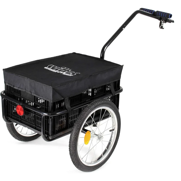 Wiltec Fahrrad Lastenanhänger 145x57,5x73 cm bis 50 kg, Transportkiste, Schnellkupplung, Luftreifen, Handwagen Anhänger - Wiltec