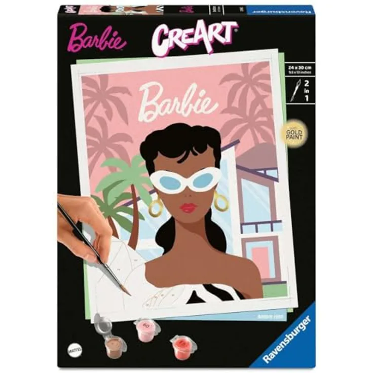 Ravensburger CreArt Malen nach Zahlen, Barbie 1959, für Erwachsene, inklusive fertig gemischter Acrylfarben, Made in Europe