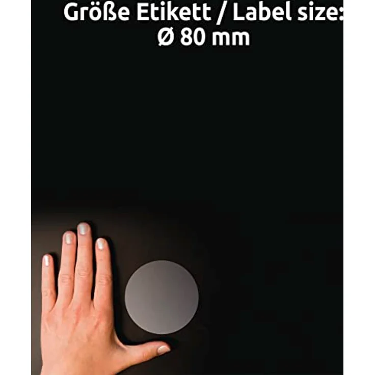 AVERY Zweckform L7788-25 transparente runde Etiketten (150 Klebepunkte, Ø80 mm auf A4, runde Aufkleber zum Bedrucken, selbstklebend, wetterfest, Beschriftungen/Produktaufkleber) 25 Blatt, durchsichtig – Bild 4