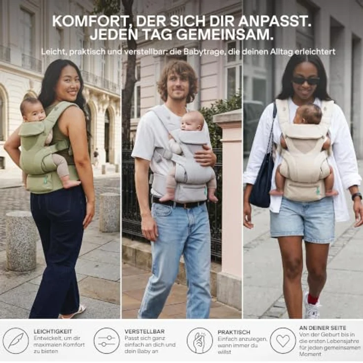 Koala Cuddle Carry, Babytrage für Neugeborene bis 20,4 kg, verstellbare Kopfstütze, 3 Tragepositionen, farblos – Bild 5