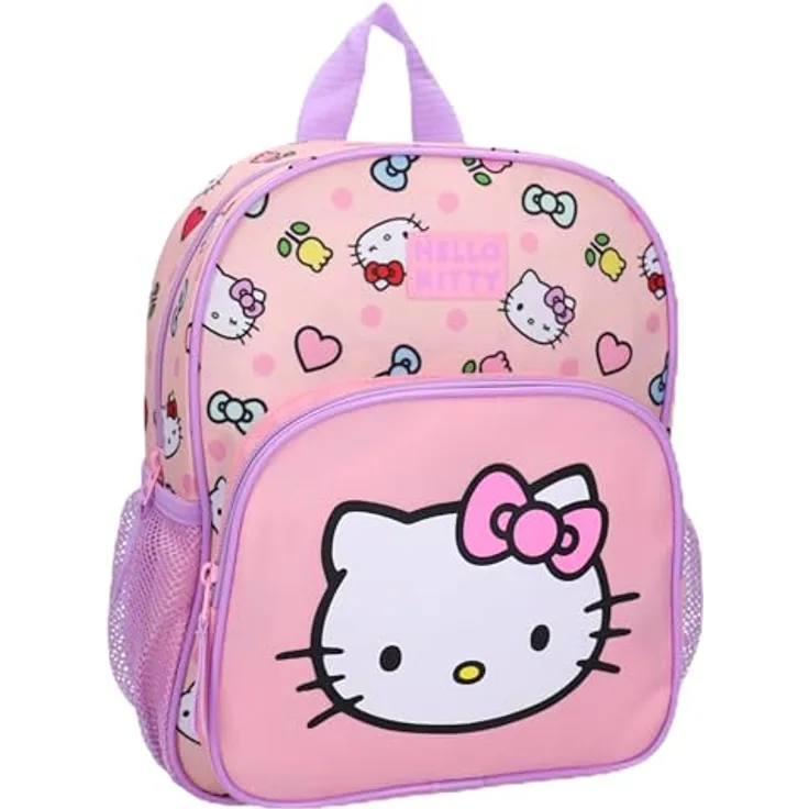 Hello Kitty Sweet Charm Schulrucksack, 29 cm, mit Frontfach und verstellbaren Schultergurten, Polyester